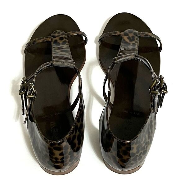 J. Crew Iris Sandals Patent Leather Tortoise Shell Brown Double Buckle Size 8 - Picture 7 of 12